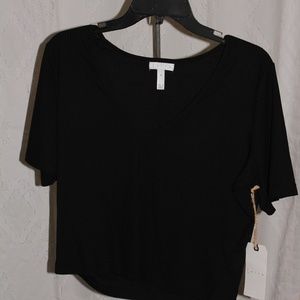 NWT Leith Short Sleeve Black Top